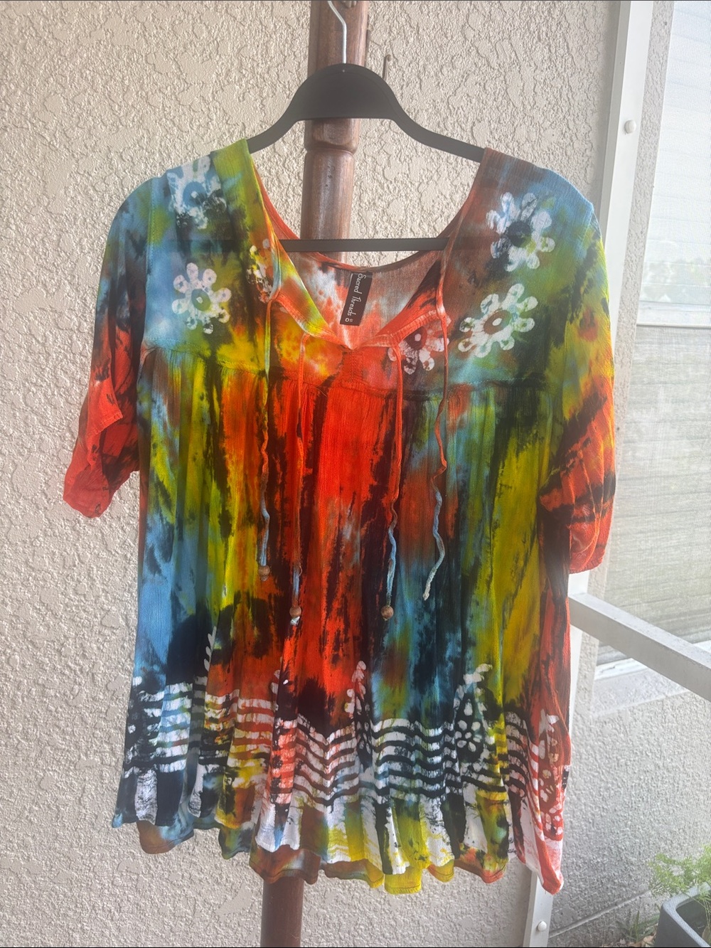 Sacred Threads Multi-Color Tie-Dye Peasant Tunic